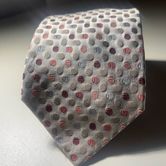 Geoffrey Beene Other - Geoffrey Beene Gray and Red Classic Tie with Polka Dots pastels